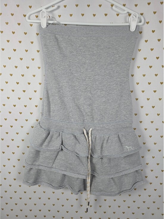 PINK Victoria's Secret Dresses & Skirts - PINK Victoria’s Secret Gray Strapless Ruffle Terry Mini Dress Small Dog